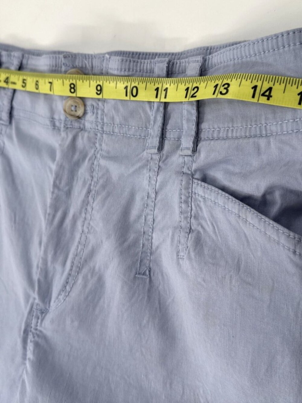 Anthropologie Pants Womens 30x26 Blue High Waist Wide Leg Flare Linen Stretch - Picture 9 of 15